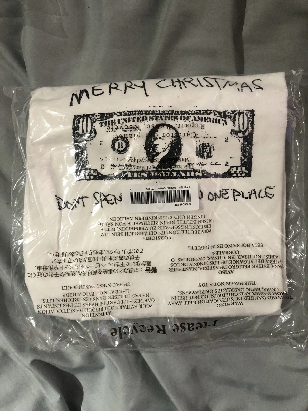 T shirt blanc Supreme Spend It taille L grand FW21 Noël Bogo