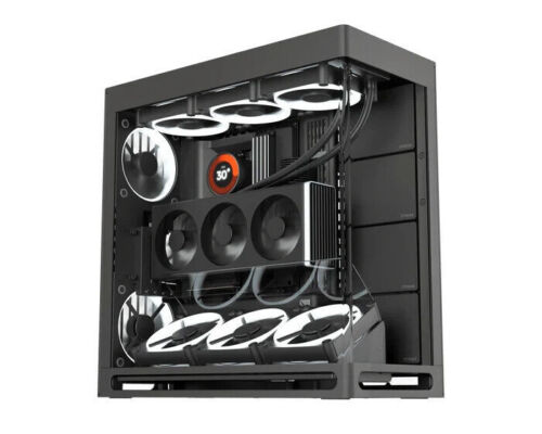 HAVN HS420-08 VGPU Vertical GPU Airflow 4-Storage-Bay Mid Tower PC Case Black - Picture 1 of 14