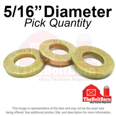 5/16'' SAE Extra Thick Flat Washers Grade 8 Steel Zinc Yellow (Pick Quantity)