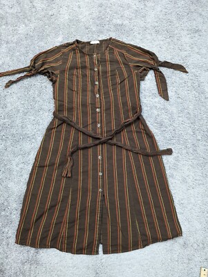 day to day Blu Pepper Dress Womens Large Brown Striped Belted | eBay