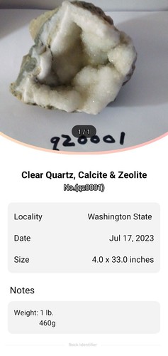 Clear Quartz Geode with Calcite & Zeolite (qz0001) - Picture 2 of 2