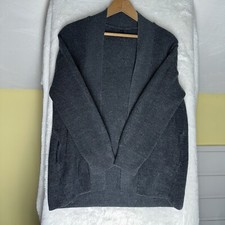 Lululemon Merino Wool Blend Gray Chunky Knit Open Cardigan Sweater 0 Minimalist