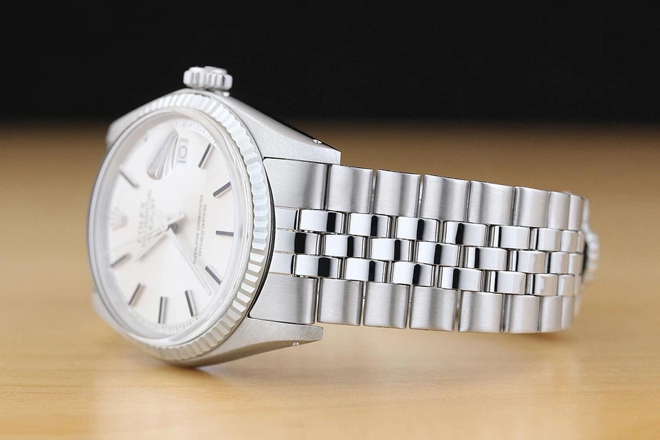 Rolex da Uomo Datejust Argento 18K Oro Bianco Orologio IN Acciaio Inox W/Chiuse - Immagine 4 di 4