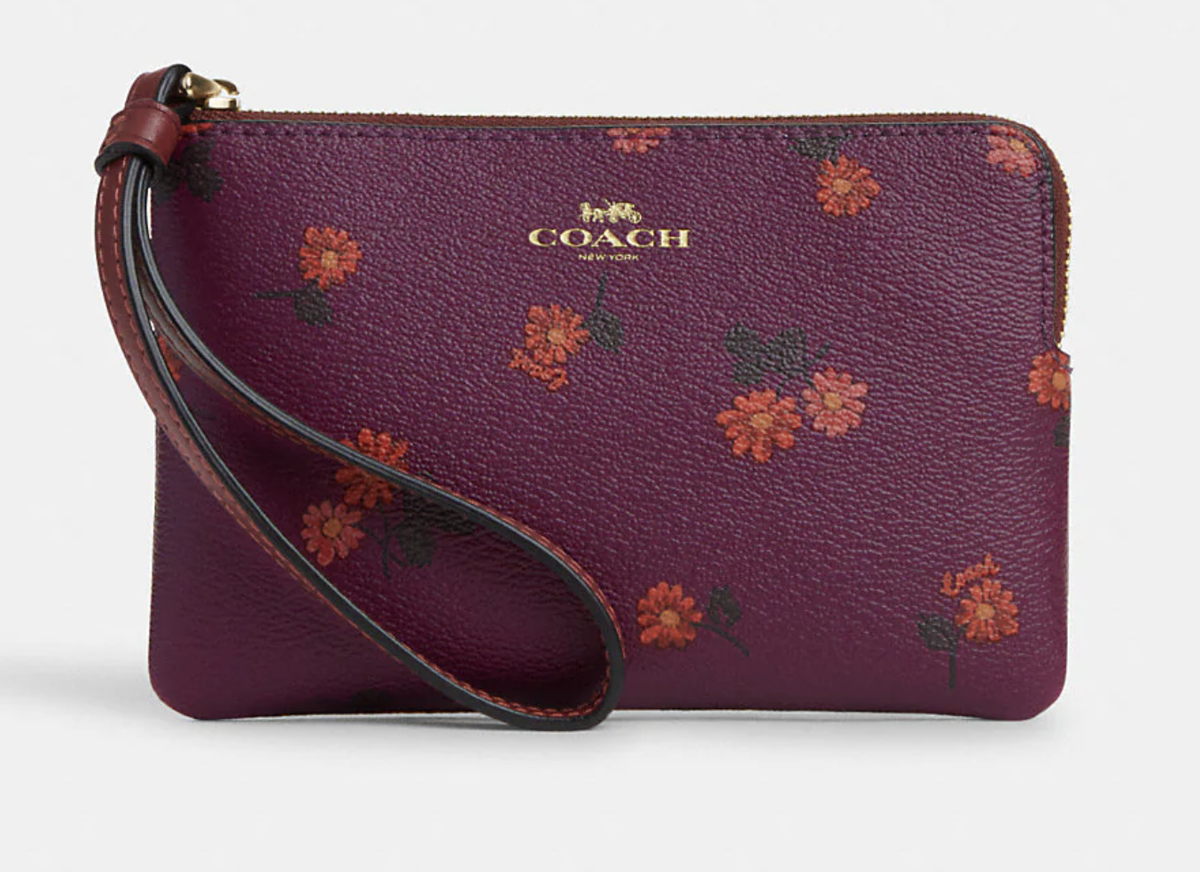 COACH Corner Zip Wristlet In Signature Canvas With Country