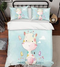 3D Giraffe Floral Cartoon Kids Quilt Cover Set Duvet Cover Bedding Pillowcases