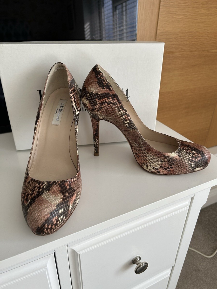 L K Bennett Harper Rose Snake Snake Print Leather Court Shoes Uk Eu 41  Boxed