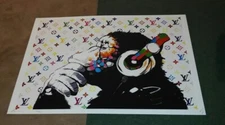 X DEATH NYC ltd ed signed LG street art print 45x32cm dj 🐵 monkey heaphones