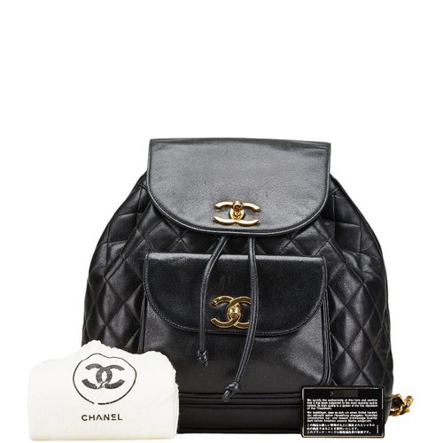 Mochila Mochila Mujer Chanel Matrasse COCO Mark Cadena Metal Dorado 【Usada】 - Imagen 13 de 14