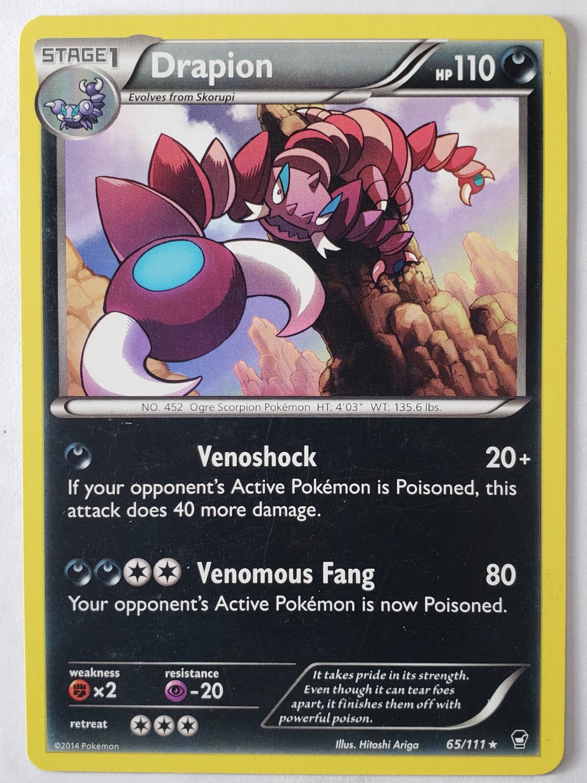 Drapion 65/111 DMG - B1G1F - RARE Non Holo Furious Fists Pokemon Card