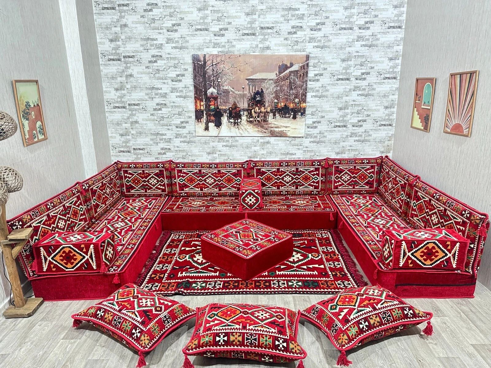 U Shaped Arabic Corner Majlis, Oriental Sofa, Oriental Seating Area