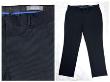 Kenneth Cole Reaction  Size 36 x 30 Dress Pants Black Pinstripe Flat Front Mens