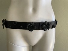 Ceinture Fine En Cuir Marron à Clous Décoratifs Ronald Pineau Taille M - Neuve Sans étiquette