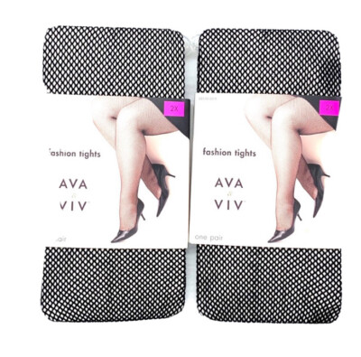 Ava & Viv Black Mesh  Tights Size 2XL (2 Pairs)