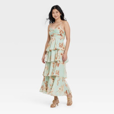 Women's Tiered Ruffle Maxi A-Line Dress - A New Day - XS