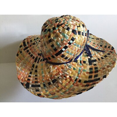 Vintage hand woven straw hat wicker hat Garden hat Vintage Straw Gardening Hat - Etsy main image 4