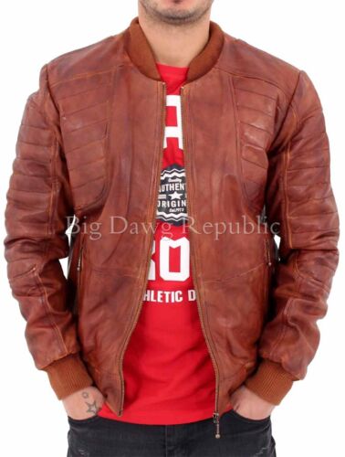 Aviatrix Herren Bomber Baseball Stil Lederjacke, Vintage New Star Era G 2455 - Bild 1 von 6