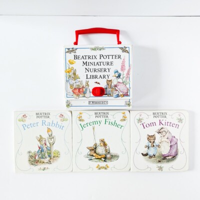 BEATRIX POTTER MINIATURE NURSERY LIBRARY 3 Books Boxed Set, 1998 F. Warne & Co