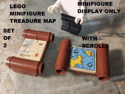 LEGO Minifigure Treasure Map Set of 2 Pirates Scroll Booty Location Hobbit Gear