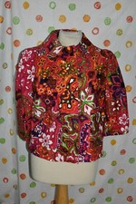 Etcetera Women`s Size 4 Popart 3/4 Sleeve Red Green White Flower Jacket Nwt $285