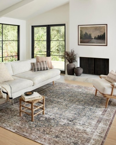 Amber Lewis 7'6"x9'6" Indoor Area Rug - Floral Teal Design for Timeless Decor - Picture 4 of 11
