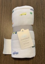 Cloud Island Reversible Jersey Blanket Transportation Green White 30" x 40" New