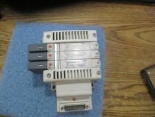 Bank of Three SMC Model: VQC2A01N-5 Solenoid Valves on Manifold