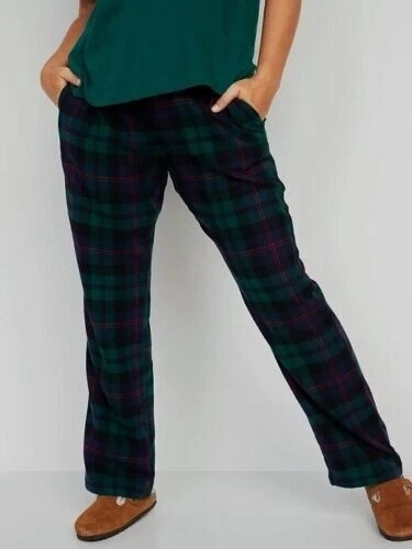 Womens Old Navy SOFT 100 COTTON FLANNEL PAJAMA PANTS Blue Green