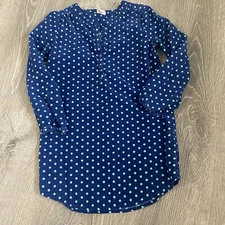 Tucker + Tate Toddler Girls Dress 5 5T Blue Corduroy Button Up Shirt Polka Dot