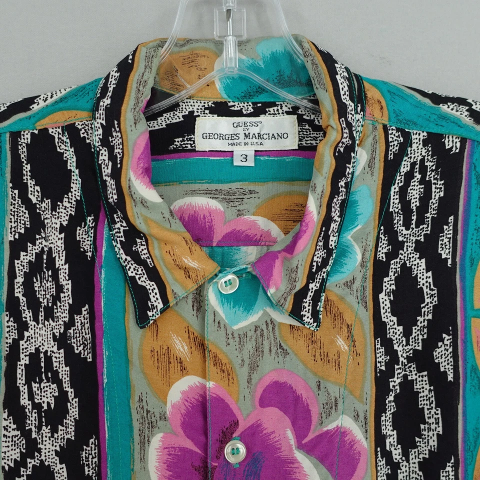 Camisa Hawaiana Guess De Colección Talla 3 Hombres Grande Multi Floral Tropical Años 80 90 Resort Foto 2 de 4