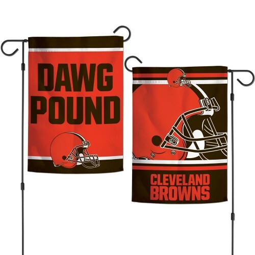CLEVELAND BROWNS DAWG POUND DOUBLE SIDED GARDEN FLAG 12"X18" YARD BANNER - Picture 1 of 1