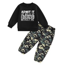 Toddler Kids Baby Boy Fall Outfits 1T 2T 3T 4T 5T Letter Print Long Sleeve To...