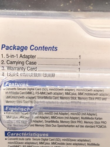 NEW Transcend 5 in 1 Adapter TS0MADP5 Compact Flash Adapter For SM SD MMC MS PRO - Picture 3 of 4