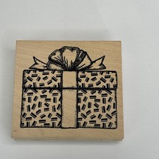Present Gift Box Wood Mounted Rubber Stamp