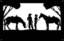 Cowboy and Cowgirl Chance Meeting Wall Art Sign - Made in USA