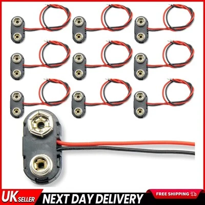 MULTICOMP 10X Heavy Duty 9V PP3 Battery Clip Connector End Entry 150mm Leads