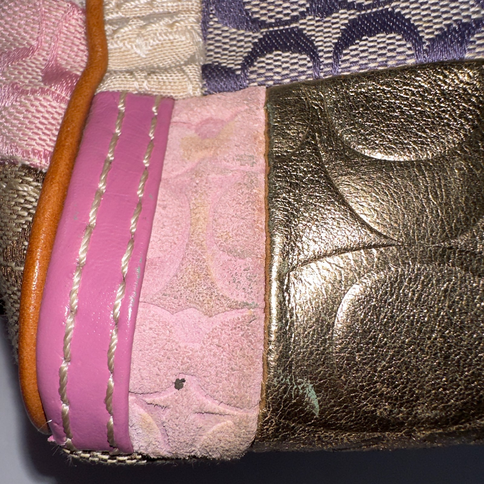 Coach Signature Multicolored Patchwork Pouch Make… - image 11