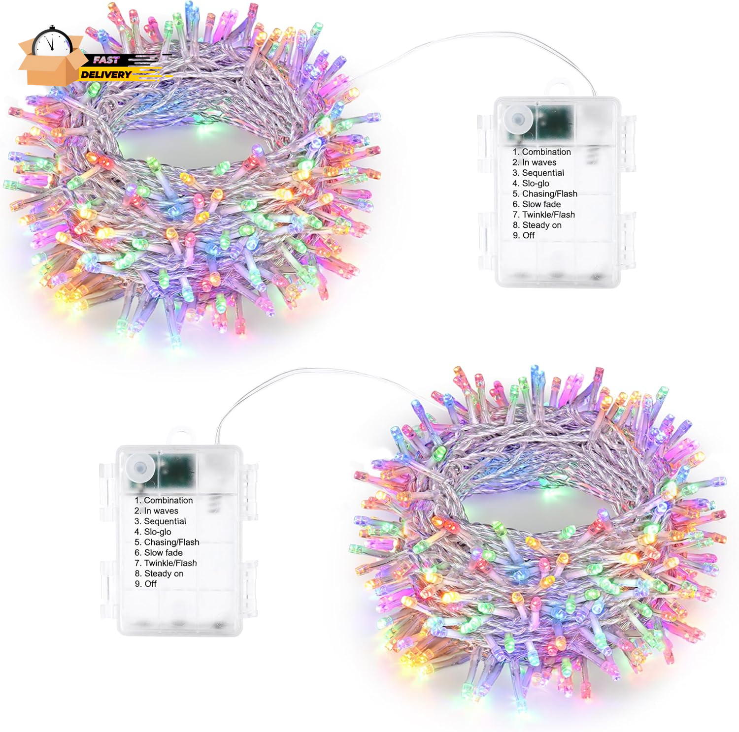 Battery Operated Christmas Lights - 2 Pack Total 33Ft 100Leds String L