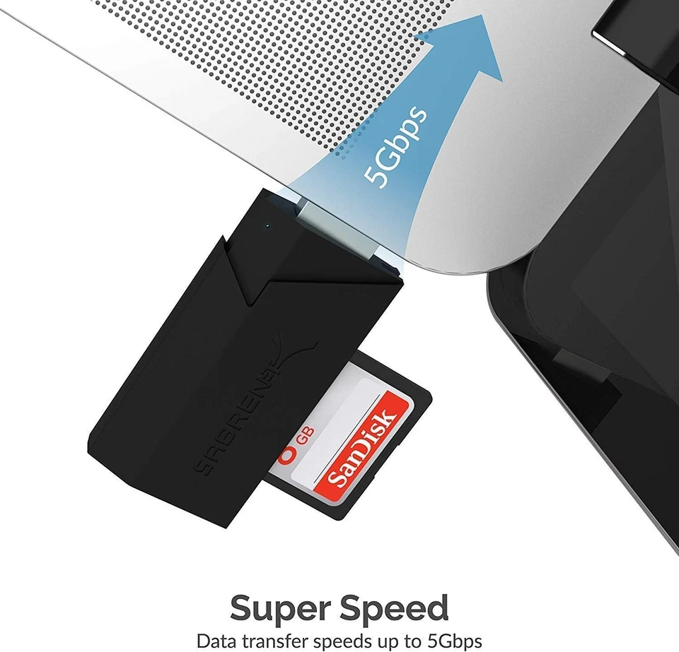 Lector de tarjetas de memoria flash USB 3.0 SABRENT SuperSpeed 2 ranuras para Windows, negro Foto 4 de 4