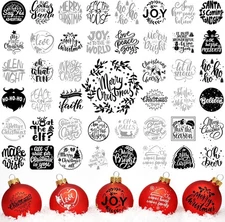 45 Pcs Christmas Words UV Decals for Ball As the Picture Shown 