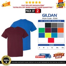 2 Pack Of Gildan G530 Unisex Heavy Cotton Pocket T Shirt Stylish T-Shirt