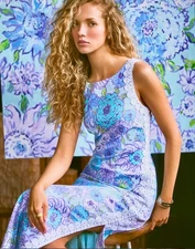 Lilly Pulitzer NWT Marleigh Stretch Maxi Shift Let It Gogh Size 4,10