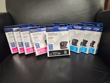 Lot of 9 GENUINE Brother LC-101 Ink Cartridges 4-Cyan 4-Magenta 1-Black NIB