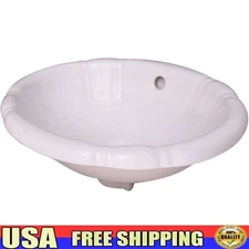 Vitreous China Fluted Drop-In Lavatory Basin Pre-Drilled Overflow Hole White New