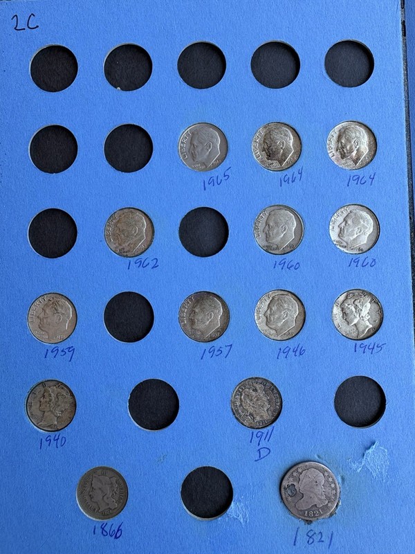 Mixed US Coin Collection Lot - Pennies, Dimes, Half Dollars & Dollar Coins