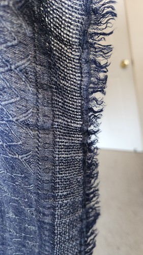 100% Baumwolle Schal gewebt blau Fransen Crinkle vielseitig leicht Unisex - Bild 4 von 5