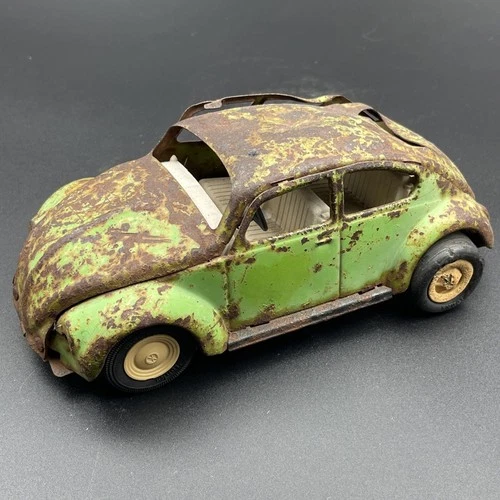 Vintage Tonka VW Beetle Bug 52680 Green Pressed Steel Barn Find Patina