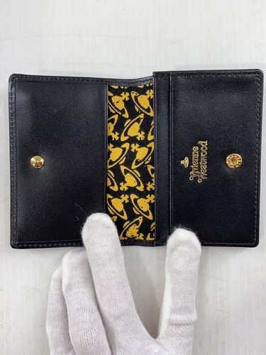 Vivienne Westwood Portafoglio Piccolo Pieghevole Multi-Card Tasca Nero Vintage