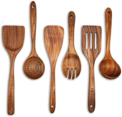 Wooden Spoons for Cooking, Wooden Cooking Utensils, 6 Piece Kitchen Utensils ...