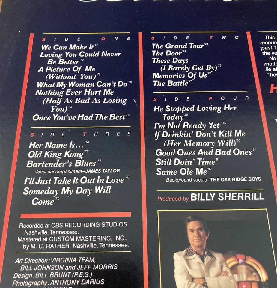 George Jones Anniversary/10 Years Of Hits! 2Lp/Gtfild/1982/Epic!NM Vinyl/VG++Jkt - Image 4 of 4