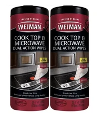 2 Pack Weiman Cooktop & Microwave Cleaning Wipes-30 Count Each (60 Wipes Total)